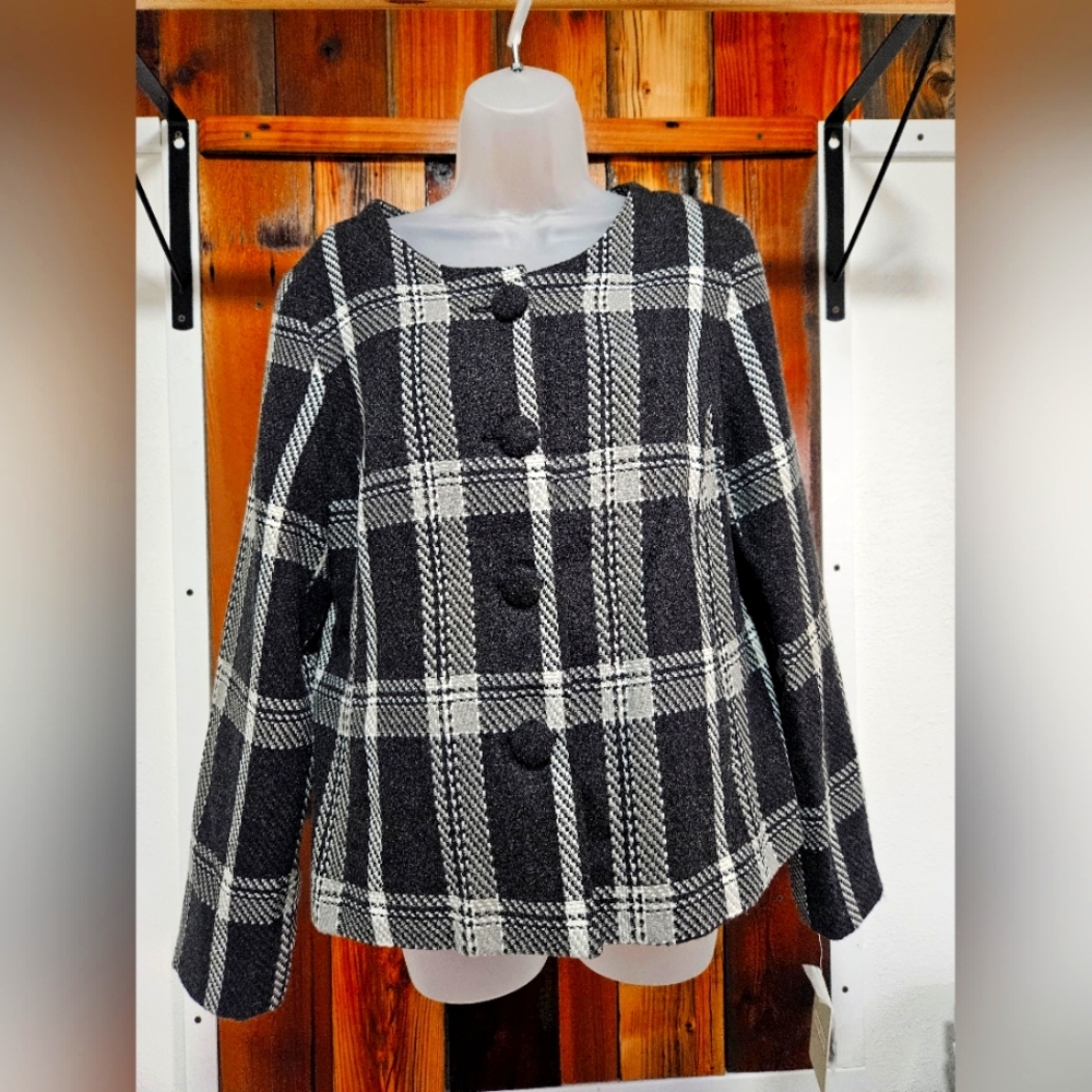 Merona Black and White Plaid Blazer